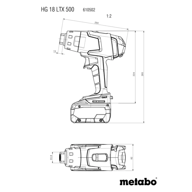 METABO HG 18 LTX 500 (610502850) BATERIJSKI TOPLOZRAČNI FENI