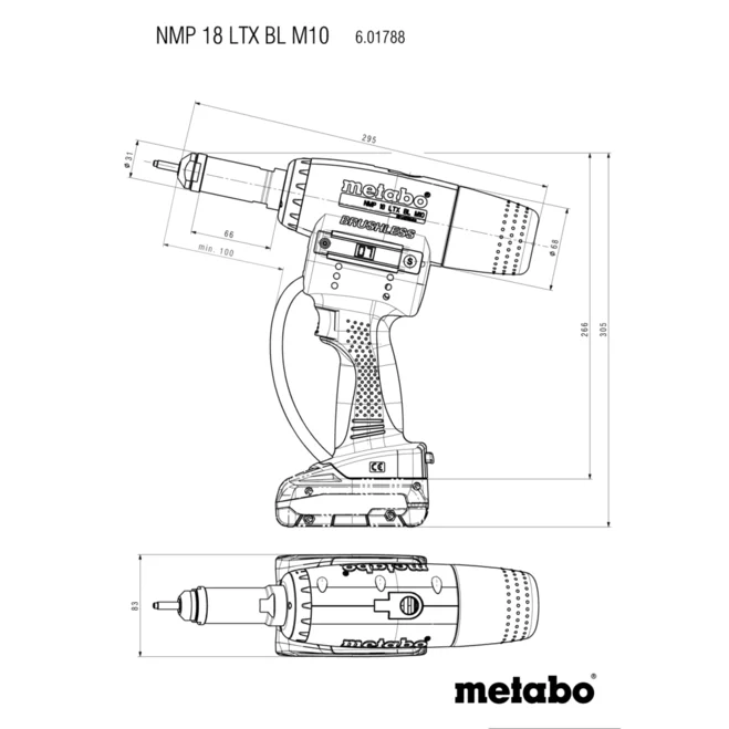 METABO NMP 18 LTX BL M10 (601788840) BATERIJSKA PIŠTOLA ZA KOVIČENJE SLEPIH MATIC