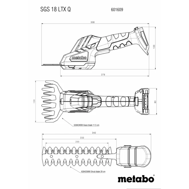 METABO SGS 18 LTX Q (601609850) BATERIJSKE ŠKARJE ZA GRMIČEVJE IN TRAVO