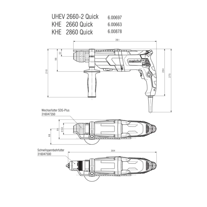 METABO UHE 2660-2 QUICK (600697500) VEČNAMENSKO KLADIVO