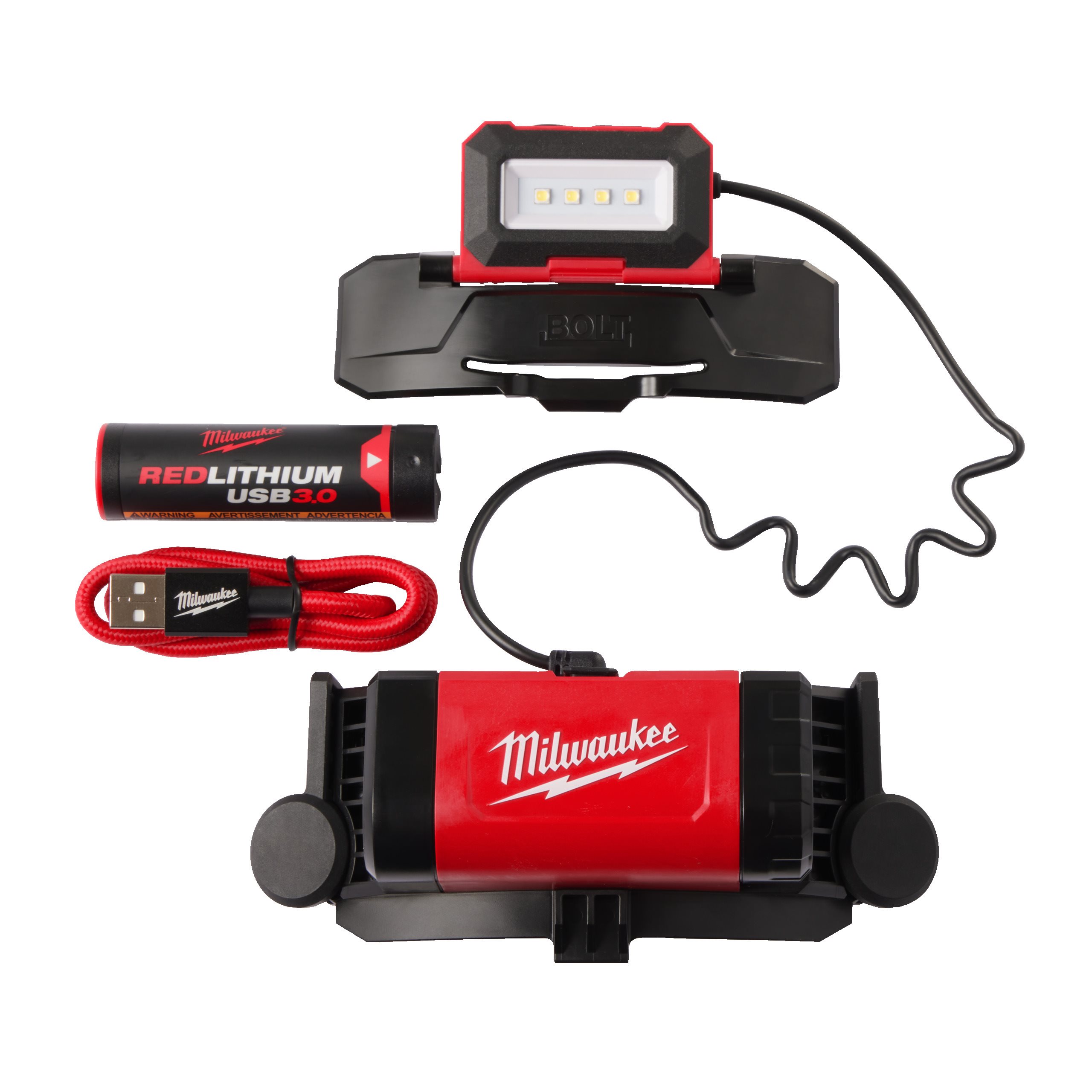 Milwaukee L4 BOLTHL-301 BOLT naglavna svetilka z USB polnjenjem (600 lumnov)