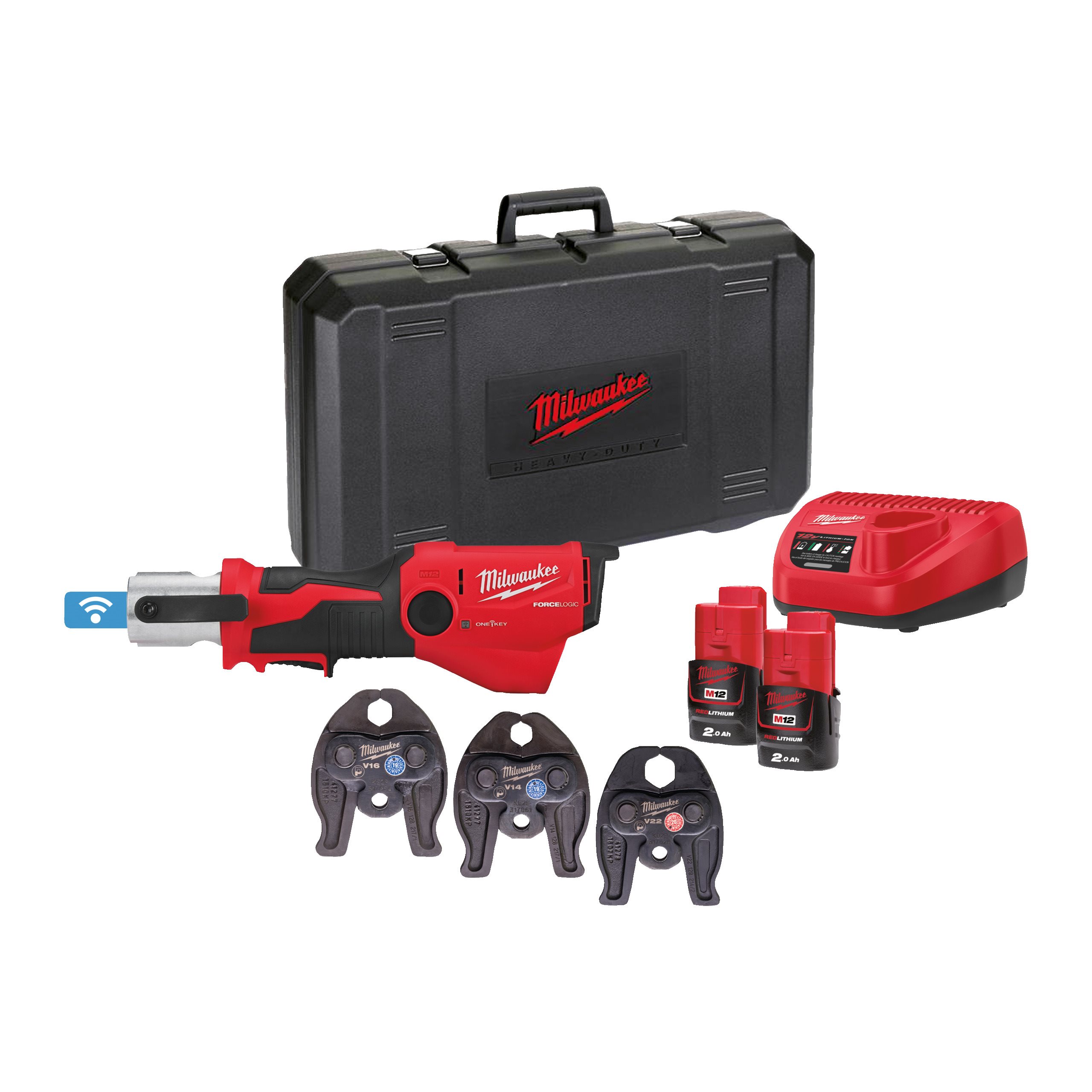 Milwaukee M12 ONEHPT-202C V-Set 2 subkompaktna hidravlična stiskalnica FORCE LOGIC