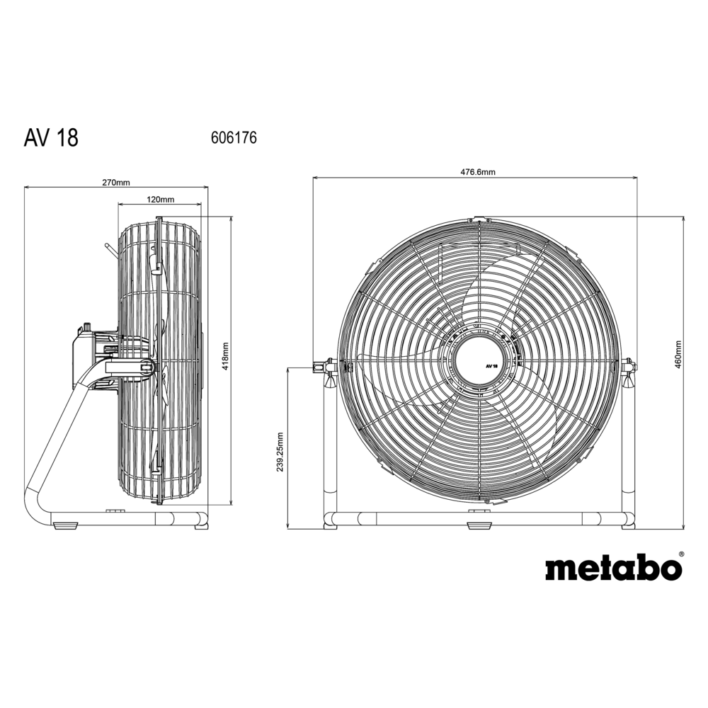 METABO AV 18 (606176850) BATERIJSKI VENTILATOR