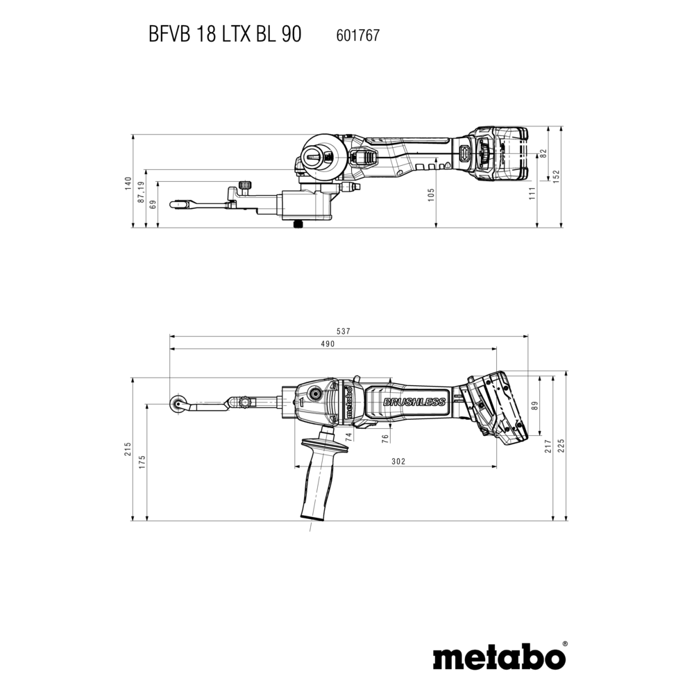 METABO BFVB 18 LTX BL 90 (601767840) BATERIJSKI TRAČNI BRUSILNIK