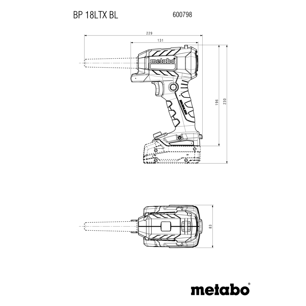 METABO BP 18 LTX BL (600798850) Baterijska spihovalna pištola