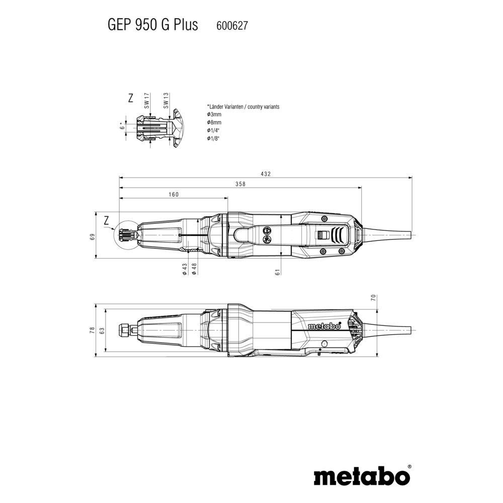 METABO GEP 950 G Plus (600627000) PREMI BRUSILNIK