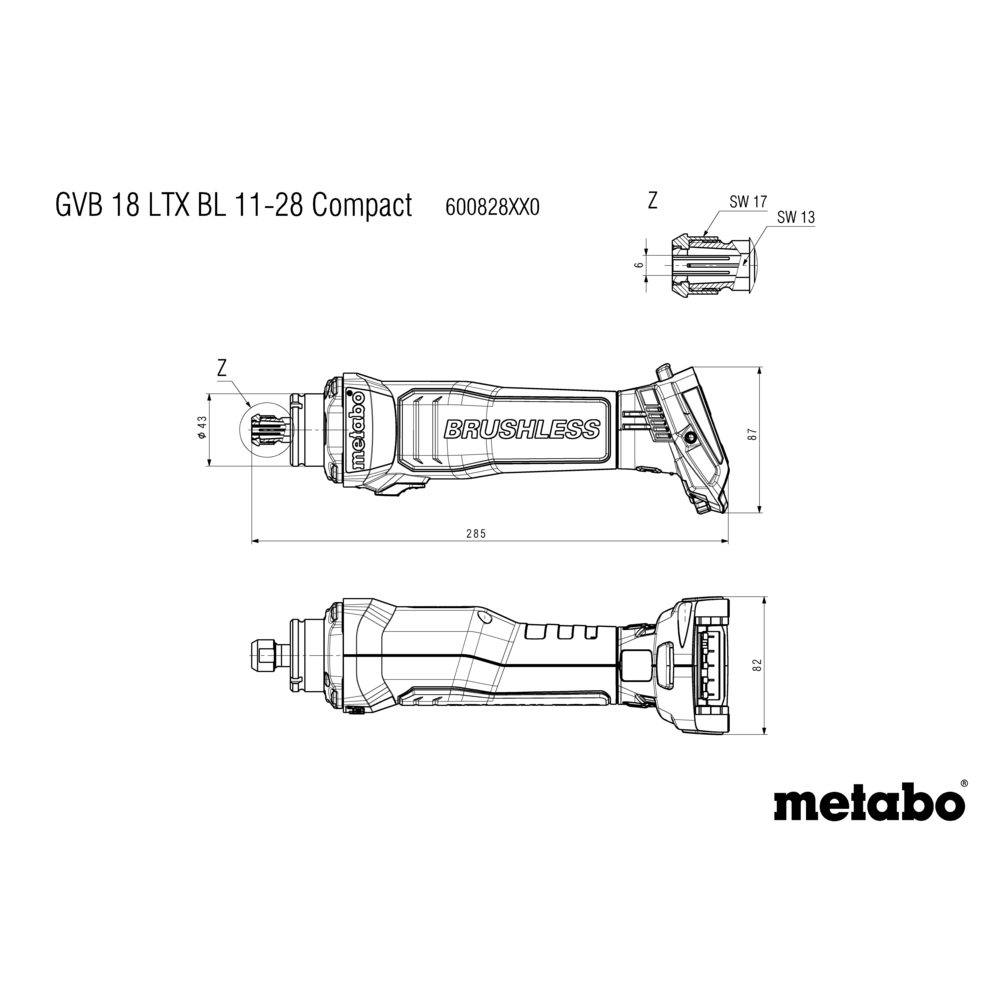 METABO GVB 18 LTX BL 11-28 COMPACT (600828850) BATERIJSKI PREMI BRUSILNIK