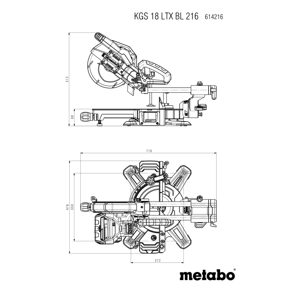 METABO KGS 18 LTX BL 216 (614216920) Baterijska zajeralna žaga