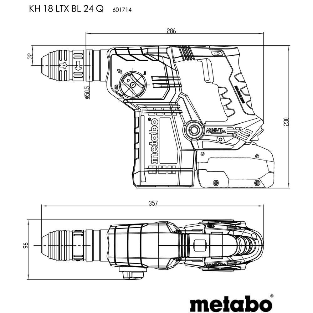 METABO KH 18 LTX BL 24 Q SET ISA (601714900) BATERIJSKO KLADIVO