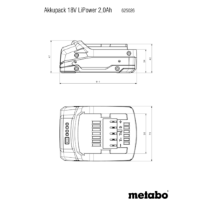 METABO LiPOWER baterijski paket 18 V - 2,0 Ah (625026000)