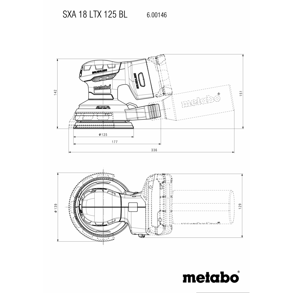 METABO Set SXA 18 LTX 125 BL + AS 18 L PC Compact (691199000) Baterijski stroj v kompletu
