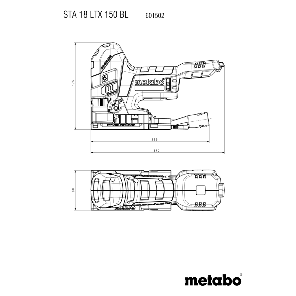 METABO STAB 18 LTX 150 BL (601503840) Baterijska vbodna žaga
