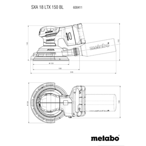 METABO SXA 18 LTX 150 BL (600411850) Baterijski orbitalni brusilnik