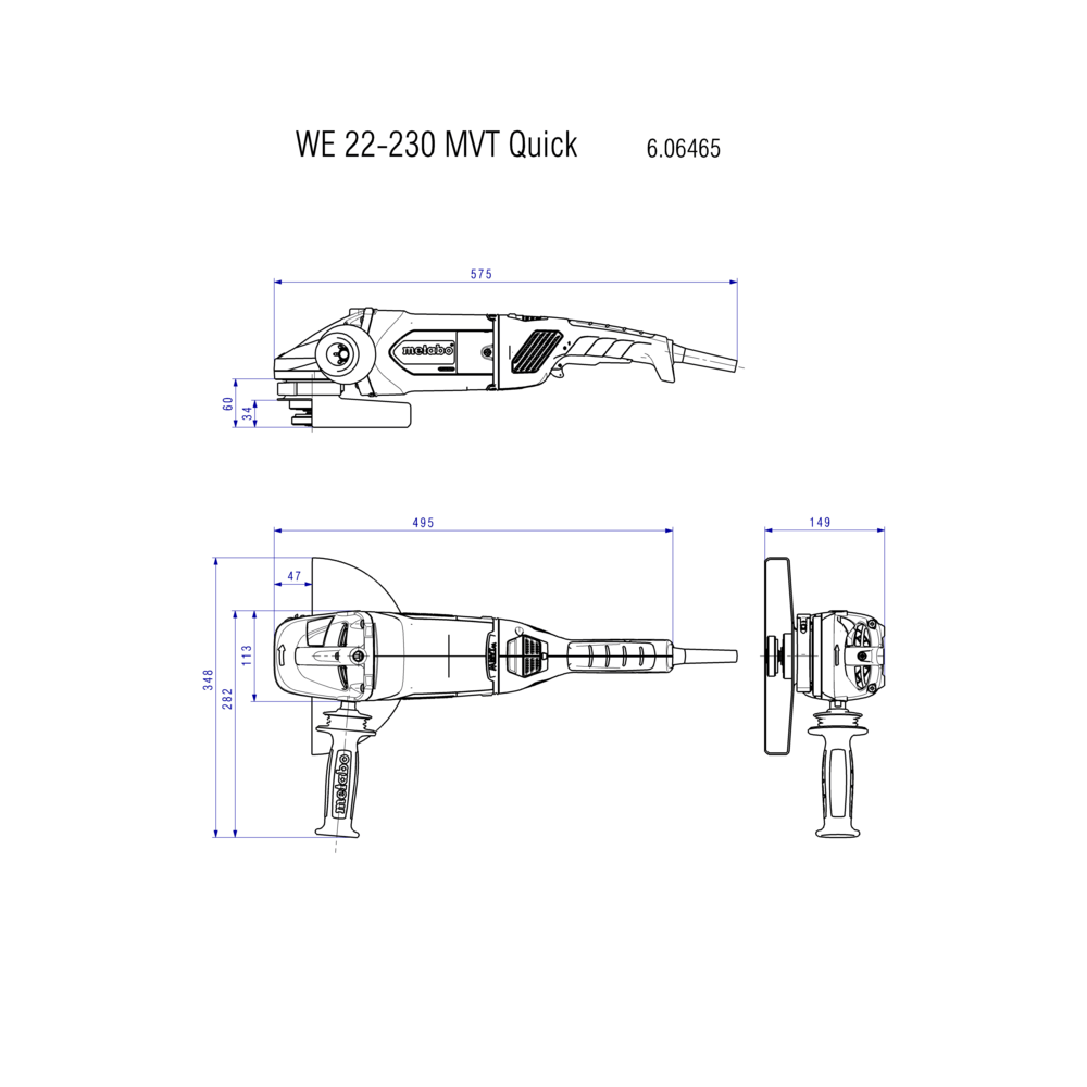 METABO WE 22-230 MVT (606464000) KOTNI BRUSILNIK