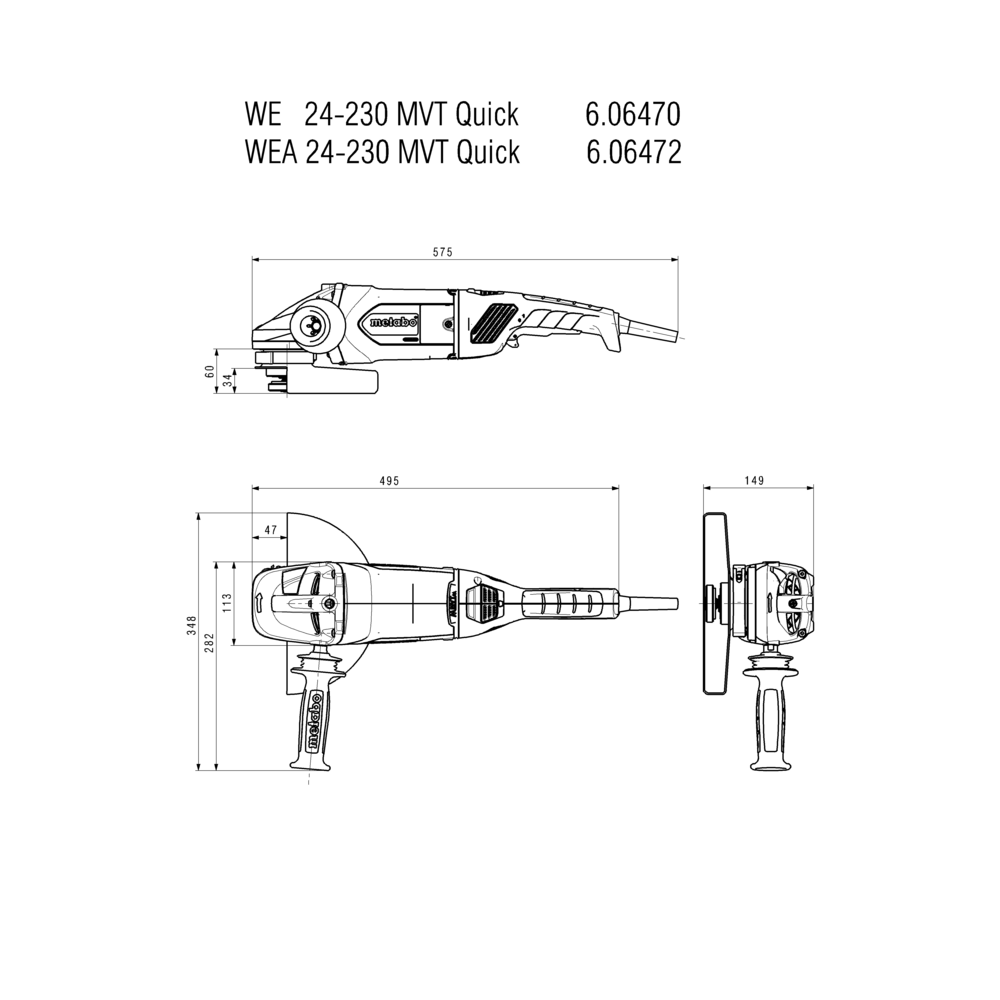 METABO WEA 24-230 MVT QUICK (606472000) KOTNI BRUSILNIK