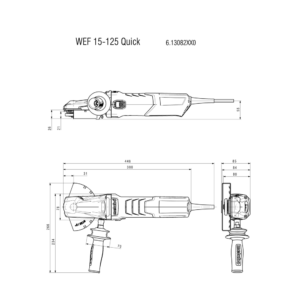 METABO WEF 15-125 QUICK (613082000) KOTNI BRUSILNIK Z ZOŽENIM VRATOM