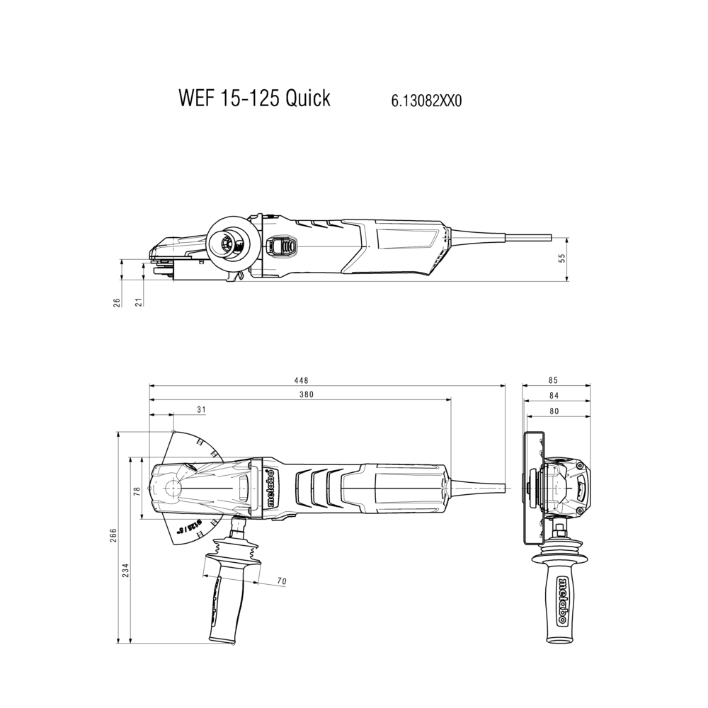 METABO WEF 15-125 QUICK (613082000) KOTNI BRUSILNIK Z ZOŽENIM VRATOM