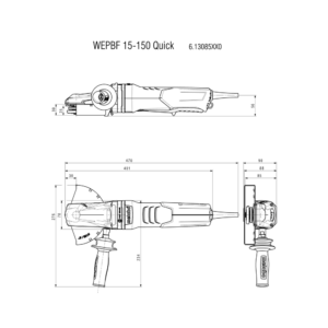 METABO WEPBF 15-150 QUICK (613085000) KOTNI BRUSILNIK Z ZOŽENIM VRATOM