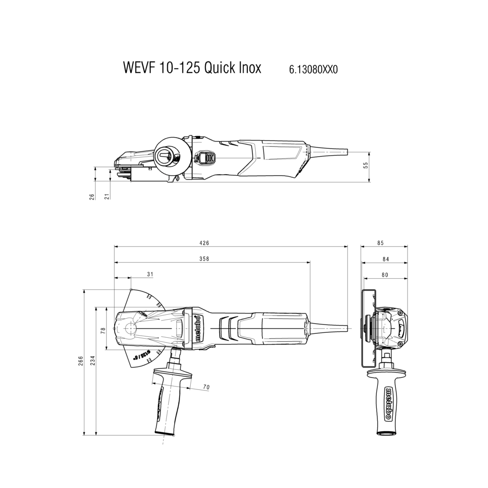 METABO WEVF 10-125 QUICK INOX (613080000) KOTNI BRUSILNIK Z ZOŽENIM VRATOM