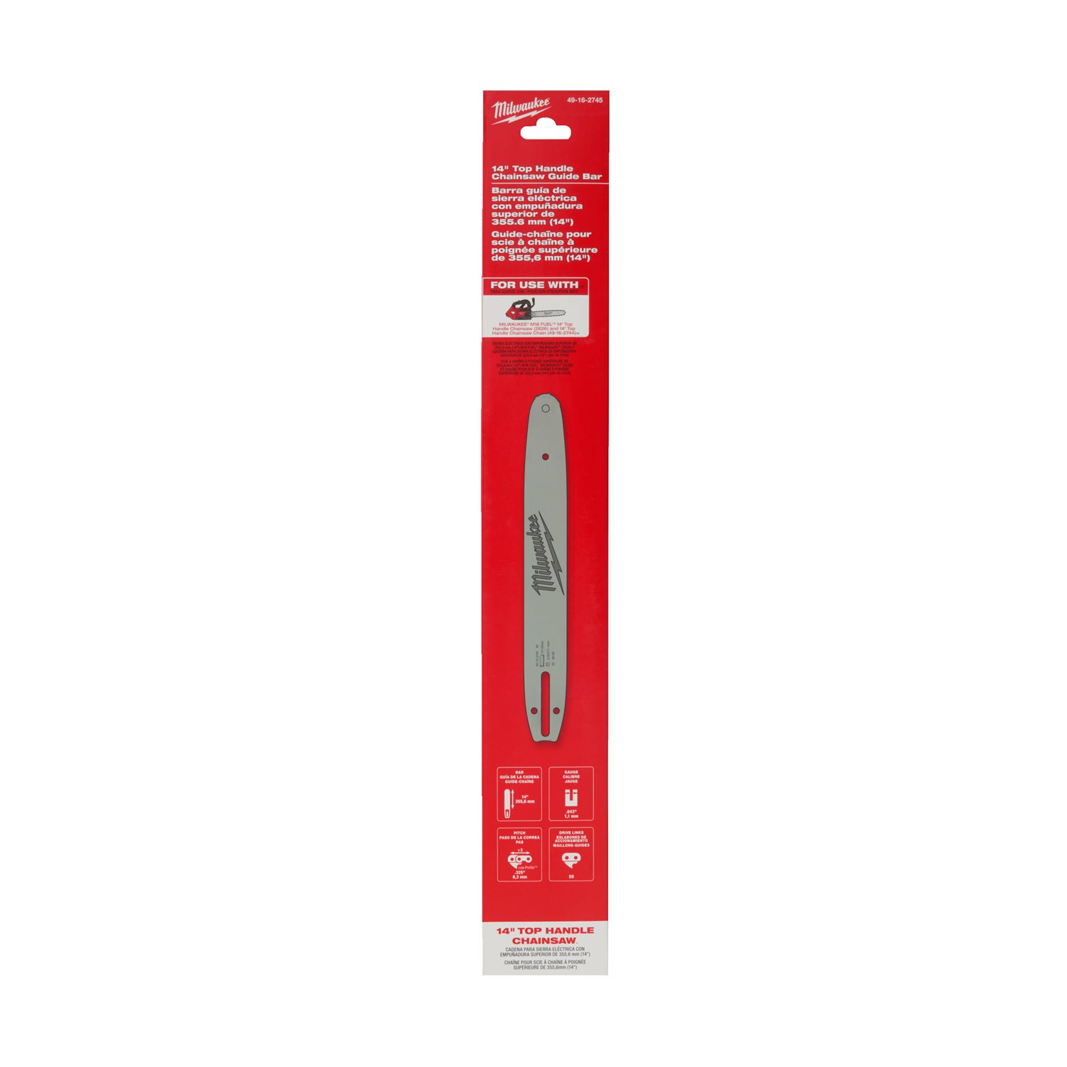 Milwaukee meč za verižno žago 35 cm, 0,325", 1,1 mm