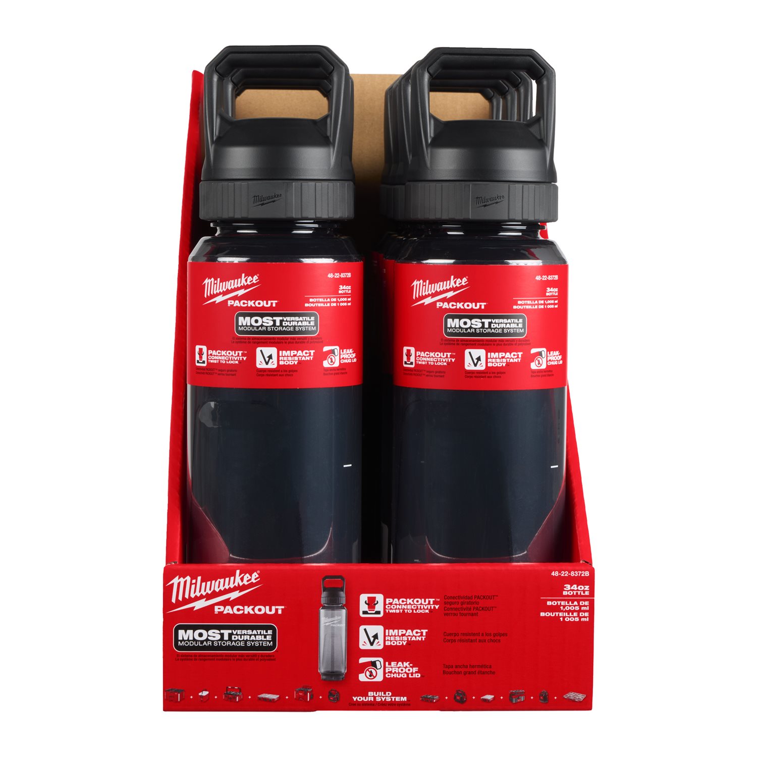 Milwaukee PACKOUT Steklenica 1005ml Chug lid črna