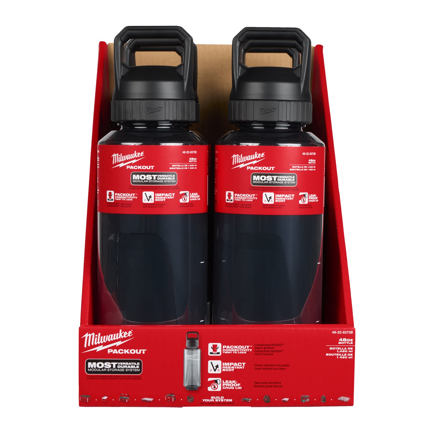 Milwaukee PACKOUT Steklenica 740ml Chug lid črna